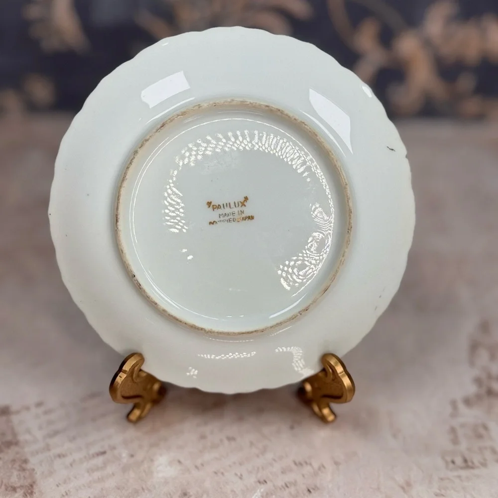 Vintage Paulux Saucer Mint Green Gold Occupied Japan